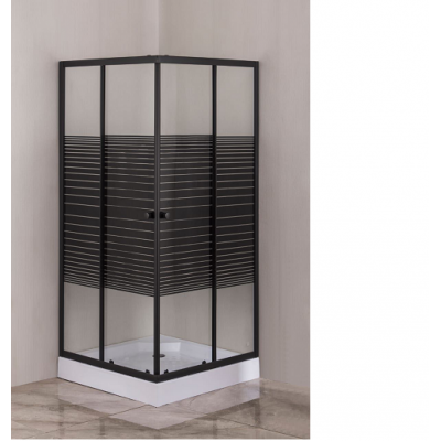 Black Aluminum Frame Glass Sliding Door Shower Room